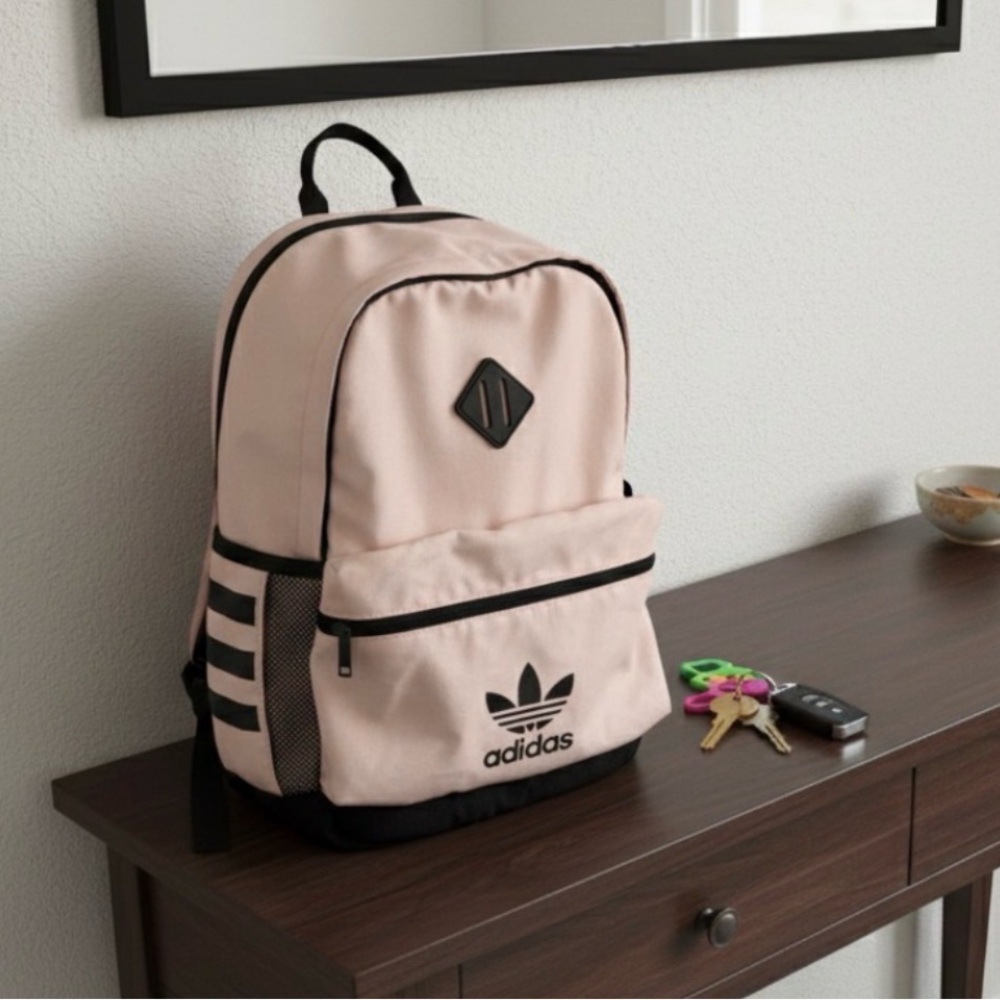Adidas Originals Trefoil Backpack Pastel Pink/Peach School Bag Travel Streetwear